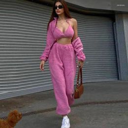 Women's Two Piece Pants Sexy Street Sweatsuits 3 Three Set Womens Winter Long Sleeve Zipper Top Corset Baggy Office Outfits Y2k Wholesale