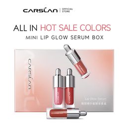 CARSLAN 4pcs Mini Tinted Lip Glow Serum Box Set Essential Oil Moisturising Plumper Watery Gloss Lipstick Cosmetics 240111