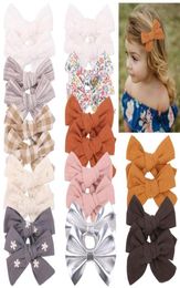 New Cotton Hair Bow Clips Cute Baby Girls BB Boutique Hairpin Polyester Barrette Headwear Kids Hair Acesssories 12 Colors9859934