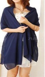 Cheap Navy Blue Wedding Wraps Cape Scarf Bridal Prom Party Jacket Chiffon Bridal Wrap Wedding Events Bridal Wedding Accessories8830944