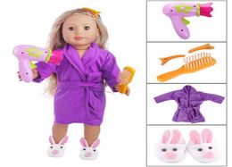 New Hair Dryer Comb Hairpin Bathrobe Slippers For All 18 Inch American Girl Doll Bath Supplies Accessories Whole8466246