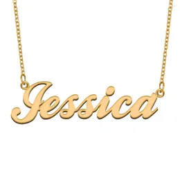 Pendant Necklaces Jessica Name Necklace For Women Stainless Steel Jewellery Gold Plated Nameplate Chain Femme Mothers Girlfriend Gift