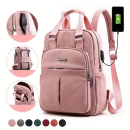 Women's Fashion USB Backpack Travel Daypack Laptop Bags With Side Charging Port 240112