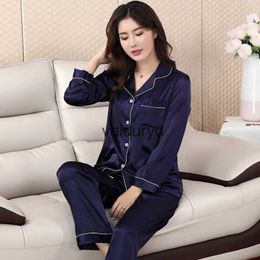 home clothing Solid Colour Sleepwear Silk Satin Pyjamas Long Pyjamas Women Set Nightwear Suits Pyjamas Home Clothes Plus Sizevaiduryd