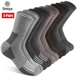 SIMIYA 5 Pairs Merino Wool Socks for Men Warm Thermal Winter NonSlip Hiking Breathable Crew Cold Weather 240112