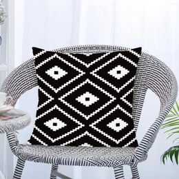 Pillow Simple Black White Cover Peach Skin Flannel Geometric Printing Fashionable Home Sofa