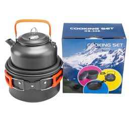 Camping Cookware Set Aluminium Nonstick Portable Outdoor Tableware Kettle Pot Cookset Cooking Pan Bowl for Hiking BBQ Picnic 240112