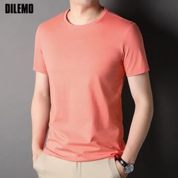 Top Grade 100 % Cotton Men t Shirt Brand Tops Summer Basic Solid Colour Plain Short Sleeve Casual Fashion Mens Clothes 240111