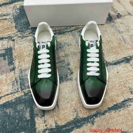 Casual Shoes Playtime Scritto Leather Sneaker New Men's Scritto Pattern Fashionable Sports Shoes with Calf Leather Brush Colour Retro Lace Up Casual Shoes HBDP