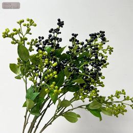 Decorative Flowers Artificial Plastic Fruit Long Branches With Leaves Branch Berries DIY Party Festival Home Decoration Plant