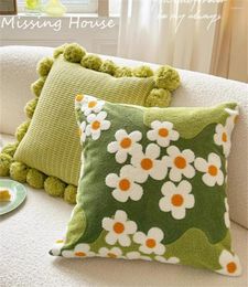 Pillow Romantic Green Embroidered Moss Flower Creative Pillowcase Gift Back Cover Home Decor For Sofa Bed Living Room
