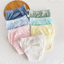 4Pcs Lot Baby Training Pants Leakproof Washable Waterproof Cotton Infant Toddler Diapers Hollow Out Breathable 6 Layers Crotch 240111