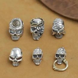 Pendants New! 925 Silver Skull Pendant vintage thai silver Skeleton jewelry pendant pure silver PUNK jewelry gift man necklace pendant