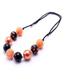 Adjusted Rope Kid Chunky Necklace Orange Black Colour Halloween Toddlers Girls Bubblegum Bead Chunky Necklace Jewellery For Children9084023