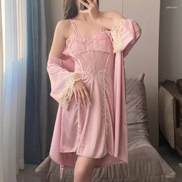 Women's Sleepwear Jxgarb Design 2024 Ice-silk Robe Gown Pijamas Sets Wedding Bridals Dressing Gowns Sexy Lingerie Set