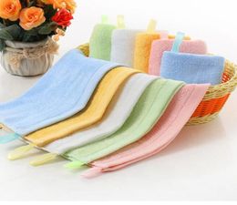 Infant Face Towels Baby Bamboo Fiber Handkerchief Kids Hook Square Towel Face Towel Solid Wipe Cloth Wrap Toddler Bibs 2525cm ZYY9112364