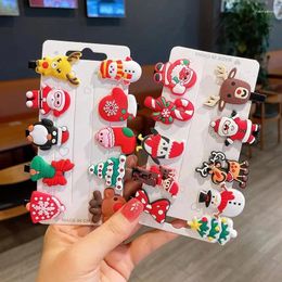 Party Favour 10PCS/Set Cute Christmas Hair Clips For Girls Colourful Cartoon Hairpins Kids Barrettes Santa Claus Accessories Headwear