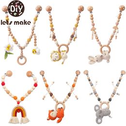 Baby Wooden Crochet Stroller Toys Hanging Rattle Crib Bell Animal Mobiles Gym Pendants Gifts Childrens 240111