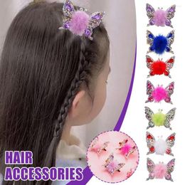 Hair Accessories 1PCS Korean Bangs Clip Will Move Simulation Butterfly Hairpin For Girl Headdress Rhinestone Duckbill Hold