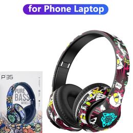 Headset With Mic RGB LED Light Card Kids Game Earphone Headphones Bluetooth 5.1 HIFI Bass Wireless Game Music Stereo Bass headphones 8HVTS