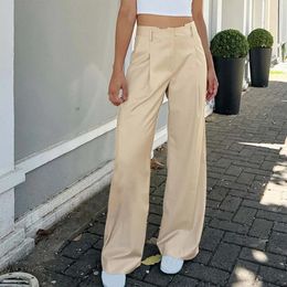 Women's Pants Women Chic Fashion Office Wear Straight Vintage High Waist Zipper Female Trousers Ladies Mujer