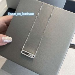 Luxury Pendant Necklace Top S925 Sterling Silver Link Uno Move Brand Designer Three Movable Zircon Hollow Square Charm Short Chian Choker For Women Jewellery