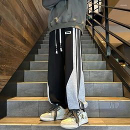 Men's Pants Baggy Casual Side Stripe Men Sweatpants Thicken Warm Korean Style Patchwork Colour Clash Sports Harajuku Man Trousers