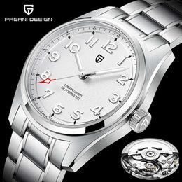 simple White Men s Fully Automatic Mechanical Precision Steel Screw in Waterproof Strong Night Glow High End Watch mm