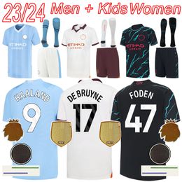 Man soccer jerseys 2023 2024 CITY HAALAND DE BRUYNE FODEN men kids football jersey kits home kit away shirts sets women third shirt 23 24 camiseta futbol maillot foot