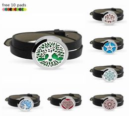 flower Starfish Aroma Essential Oil diffuser perfume Charm Bracelet Women Man PU leather Bracelet11714059