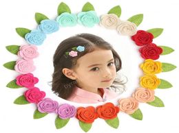 Whole 40pcslot Kids Hair Clips Cute Pure Handmade Felt Floral Rose Hairpin Multicolor Small Size 3cm Flower Girls BB Pin8648074