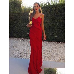 Basic Casual Dresses Elegant V Neck Ruffles Maxi Dress Women Sexy Backless Party Female Sleeveless Bodycon Club Beach Split Drop D Otzpz