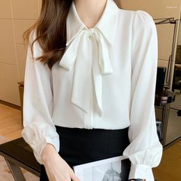 Women's Blouses Women Blouse Turn-down Collar Long Sleeve Top Daily Trendy Loose Shirt Korean Style All-match Simple Office Lady Streetwear