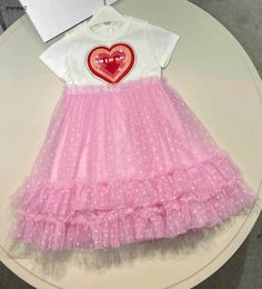 Luxury baby dress Sequin Knitted logo girl skirt Size 110-160 summer Cute lace skirt hem child dresses designer kids frock Jan10