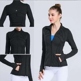 Designer-Jacken für Damen, Reißverschlussjacke, schnell trocknende Yoga-Kleidung, langärmelig, Daumenloch, Training, Laufjacke, Damen, Slim, Fitness, Coa 50