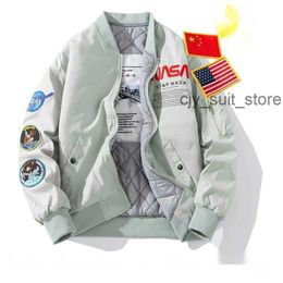 nasa Jackets Fall-flight Pilot Jacket Coat Black Green Bomber air force Men Nasa Embroidery Baseball Coats with Zipper cp bomber jacket Men's Jackets 3 7E44