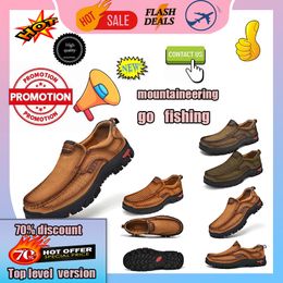 Hiking Shoes Casual Platform Designer Leather shoes for men genuine leather oversized loafers for casua leather Training sneakers
