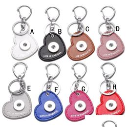 7 Love Heart Pu Leather Snap Button Key Rings Chain Keychains Fit Diy 18Mm Jewelry Drop Delivery Dhzyq