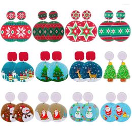 Dangle Earrings Fashion Christmas Acrylic For Women Cartoon Snowman Snowflake Earring Year Party Jewelry Gifts