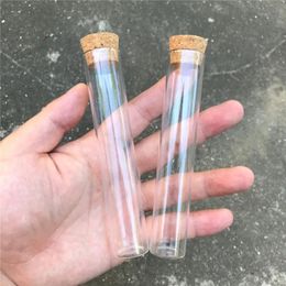 50pcs/lot 22*120mm 30ml Transparent Clear Bottles With Cork Stopper Food Grade Glass Vials Jars Storage Bottles Test Tube Jars 240113