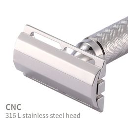 CNC 316L Stainless Steel Double Edge Safety Razor Head Manual Shaver Accessories Without Handle 240112