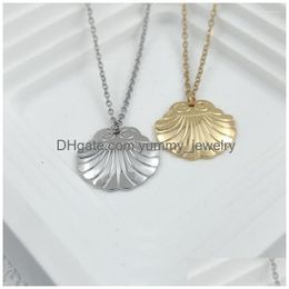 Pendant Necklaces High Quality Shell Pearl Gold Sier Color Necklace For Women Creative Stainless Steel Micro -Inlaid Marine Banquet D Dhgd5