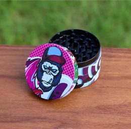 Smoking pipes 63mm zinc alloy cigarette grinder cartoon pattern full package Colour printing display box herb grinder