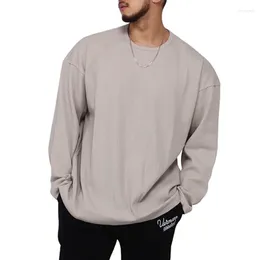 Men's T Shirts 2024 Cross Border Autumn/Winter Casual Round Neck Pullover Large Pit Stripe Loose Long Sleeved T-shirt Sweater Top