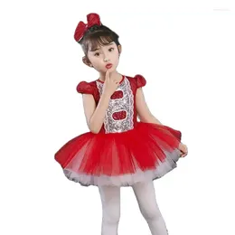 Stage Wear Kids Little Swan Dance Performance Ballet Skirt Children Sequin Ballerina Dress Red Tutu For Girls