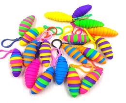 Fidget Toys Whole In Stock Caterpillar Cute Bubbles Decompression Tool Keychain Pendant Slug Toy Elasticity Push Bubble Anti K8150540