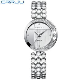 Fashion Women Watches CRRJU Top Brand Luxury Star Sky Dial Clock Luxury Rose Gold Women's Bracelet Quartz Wrist Watches relog243Y