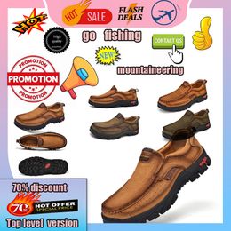 Designer Casual Platform Leather Hiking shoes for men genuine leather oversized loafers casual Anti slip Business Shoes size 38-48