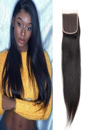 Brazilian Virgin Hair 4X4 Lace Closure Straight Human Hair Lace Closure Middle Three Part Straight 4 By 4 Top Closure With Ba7560986