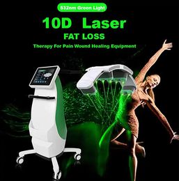 Low level cold laser lipolysis slimming machine with low level liposlim 10D energy beam 532nm green light treatment of physiotherapy